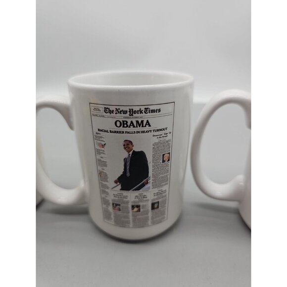 Mug President Barack Obama 44th President White 14 Oz Lot Of 4 Ny Times - Picture 3 of 11